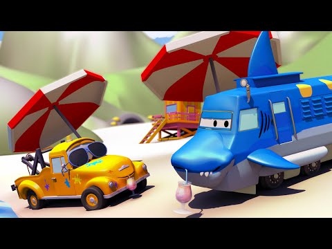 ทรอย เจ้าฉลาม 🏖️ ร้านทาสีของทอม Troy the Shark in Car City 🎨 l Cartoons for Children