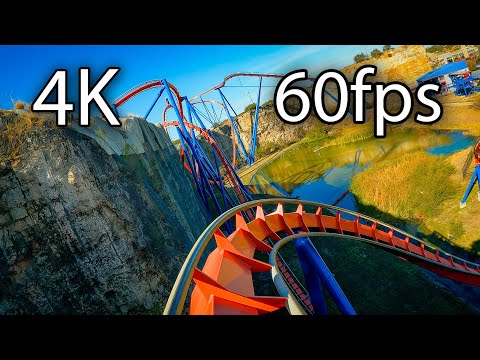 Front row point of view footage of Superman Krypton Coaster