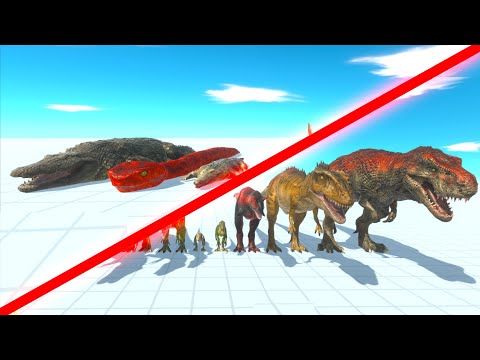 REPTILES Team vs NEW CARNIVORE DINOSAURS Team - Animal Revolt Battle Simulator ARBS