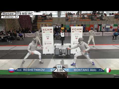 2019 163 T32 07 M S Individual Warsaw POL WC GREEN RESHETNIKOV RUS vs MONTANO ITA