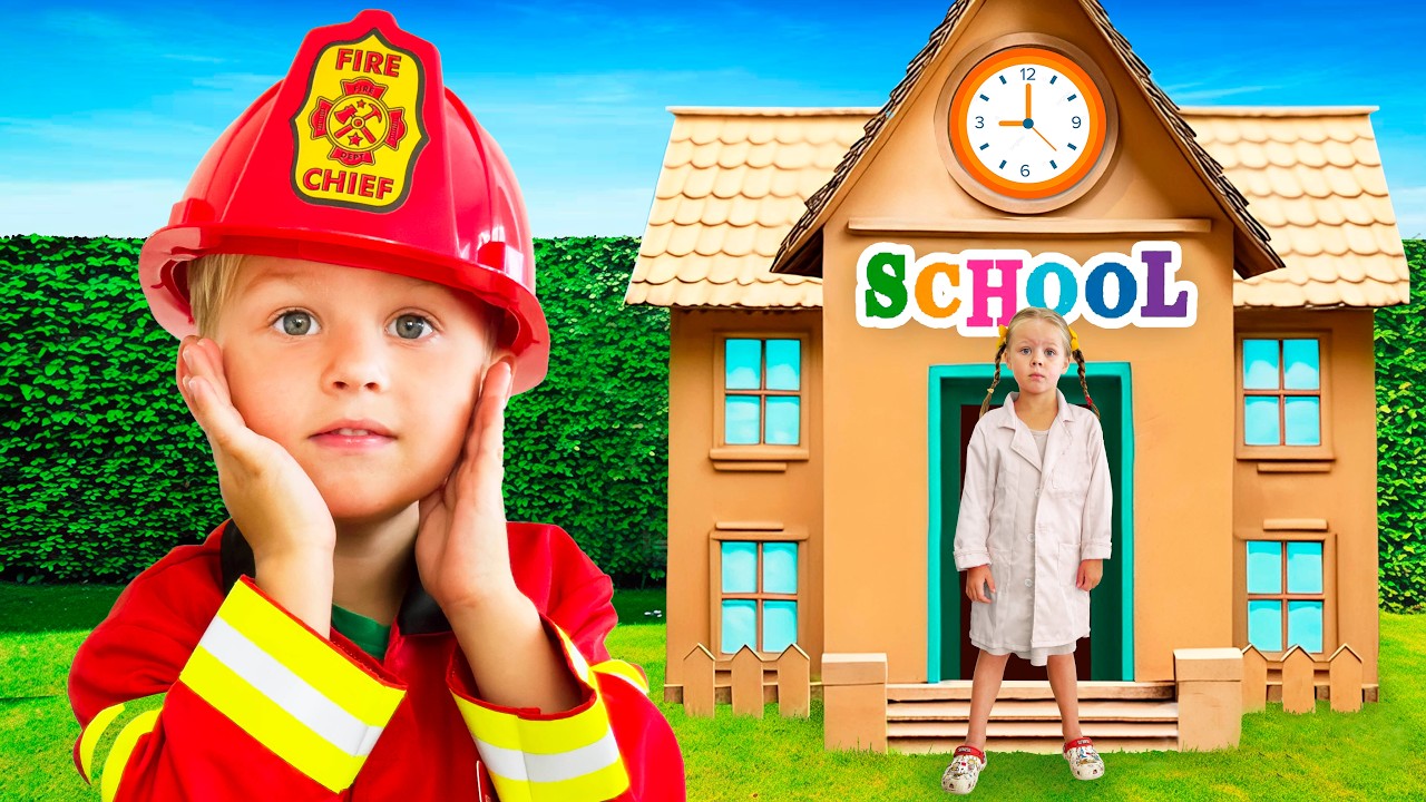 Amazing Cardboard School Adventure! Pretend Play Fun