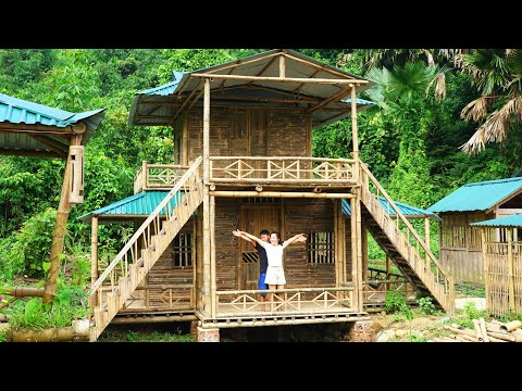 [FULL BUILD] Vietnamese Couple Build Bamboo 2-Story House Off Grid / 60 Days Build Finished