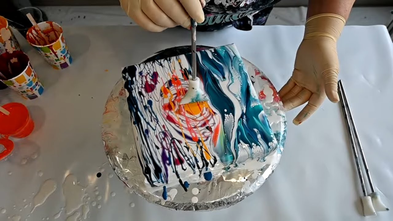 Simple Sunset Painting With Fluid Acrylics And A Straw - Acrylic Pouring Tutorial For Everyone!