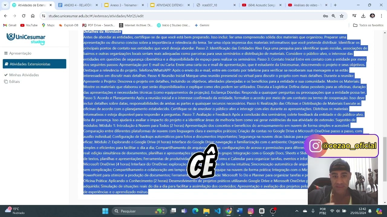 Projeto de extensão UNICESUMAR