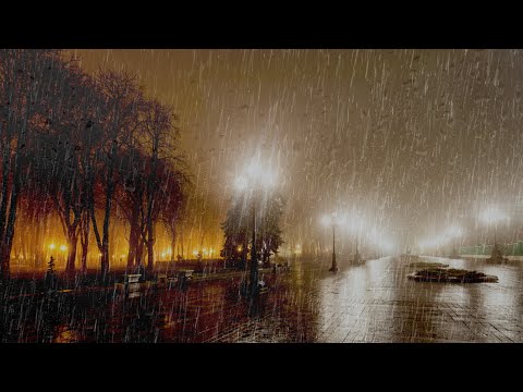 Schlafen Sie Sofort Mit Dem Lauten Regen im in einer ruhigen Straße Nachts Ein - Naturgeräusche