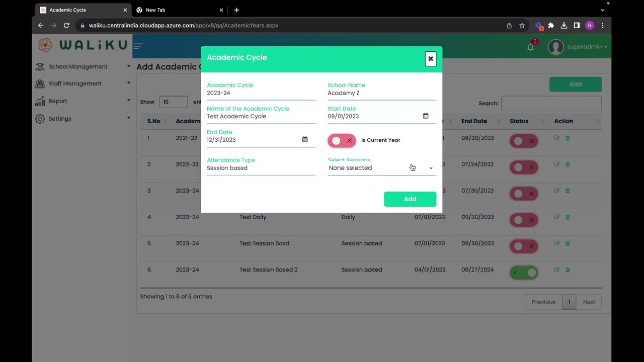 Select Attendance Type