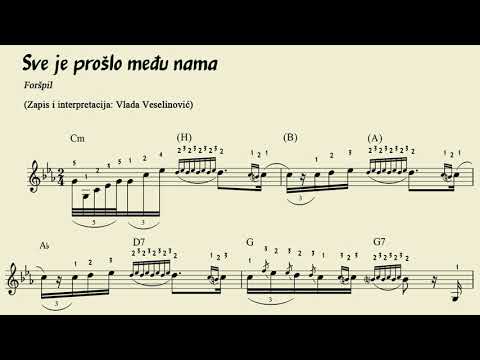 NOTE ZA HARMONIKU Sve je prošlo među nama (foršpil) Notni zapis i interpretacija: V. Veselinović