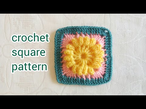 Learn how to Crochet a Square Pattern for beginners || Crochet bobble stitch square Pattern Tutorial