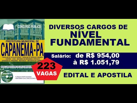 Edital e Apostila Concurso Prefeitura de Capanema PA 2018 Diversos Cargos Nível fundamental