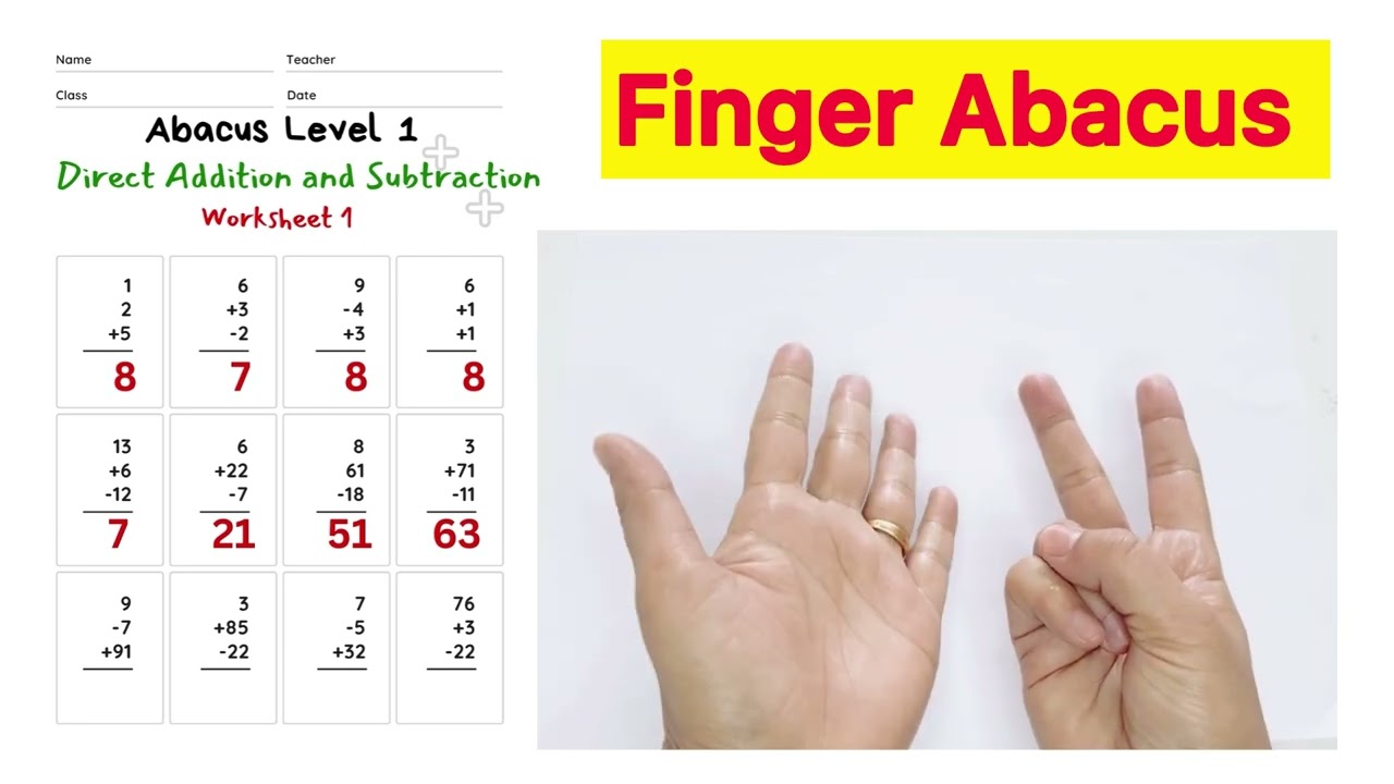 Abacus Worksheet Level 1 Addition and Subtraction with solution |Finger Abacus Level 1 |Abc tube TV