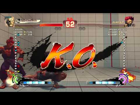 USF4 carlos8f (Sagat) vs eRatikk mEnace (Akuma) commentary
