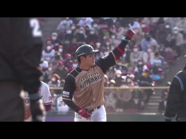 【3回表】チャンスでの一打!! ファイターズ・野村の勝ち越し2点タイムリーヒット!! 2021/3/27 E-F