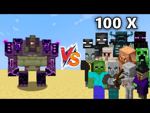 ENDER GUARDIAN vs Every Mob in Minecraft x100 - ENDER GUARDIAN vs All Minecraft Mobs