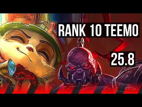 TEEMO vs SION (TOP) | Godlike, Rank 10 Teemo | KR Master | 25.8