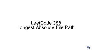 YouTube video 'LeetCode 388: Longest Absolute File Path'