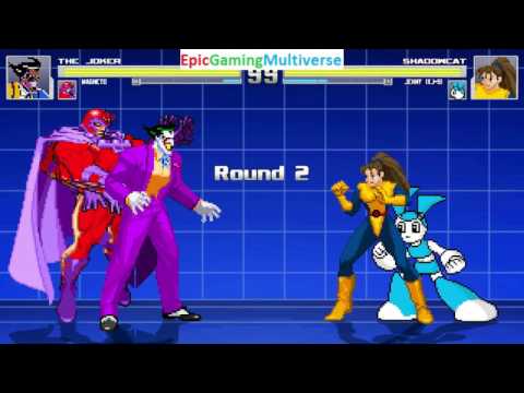 The Joker And Magneto VS Shadowcat And Jenny The Robot In A MUGEN Match / Battle / Fight