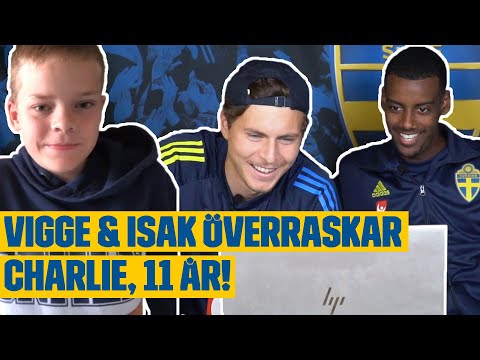 Charlies önskan gick i uppfyllelse – överraskas av Victor Lindelöf och Alexander Isak!