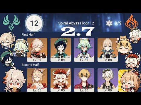 [Genshin] Trying out Mono Anemo + Mono Pyro in 2.7 Spiral Abyss Floor 12 (with builds)