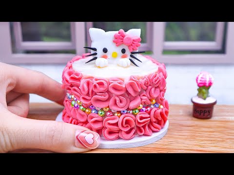 Satisfying Miniature HELLO KITTY Cake Decorating 🎀 So Cute Miniature Fondant Cake Decorating Ideas😻