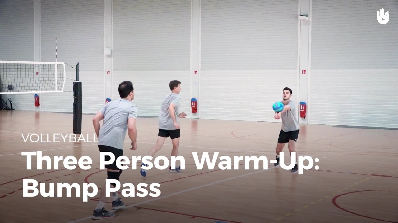 Three person warmup bump pass Learn to Play Volleyball Sikana