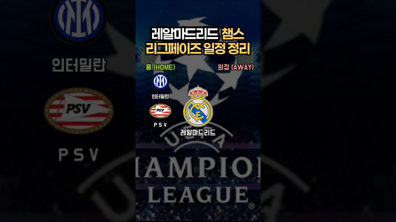 레알마드리드 챔피언스리그 리그페이즈 일정