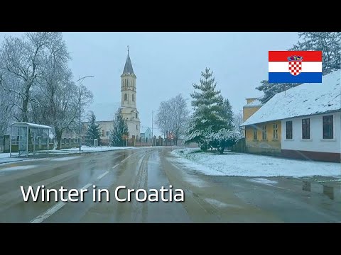 Winter in Slavonia - Snowy Drive through Čepin, Podgorač, Vuka | Croatia (January 21, 2023)