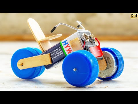 Cute Little Three Wheeler Bike - How to make using Mini DC Motor and Pepsi Bottle Caps