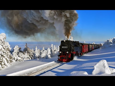 Brockenbahn mit Schnee, Sonne, Dampf (2019)