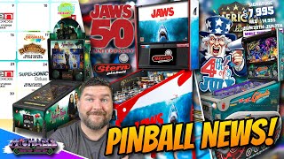 Jaws 50TH Stern Pinball, AtGames July Calendar, American Pinball July 4th Sales!