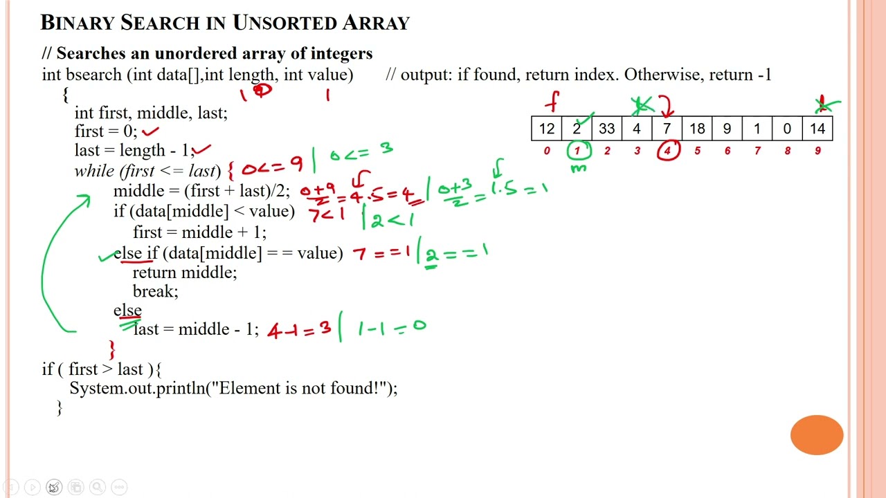 120 Binary Search in Unsorted (Unordered) Array
