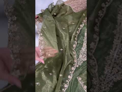 Olive Green Elegant Gold Coin Top & Maska Cotton Bottom Set with Sequins & Thread Embroidery – Stitched Top with Matching Dupatta