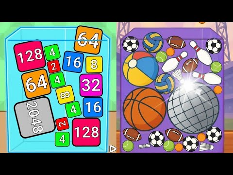 Merge Cube 2048 3D vs BASKETBALL - ASMR Gameplay | Colorful Jelly Balls Numbers Puzzle | Suika 2048
