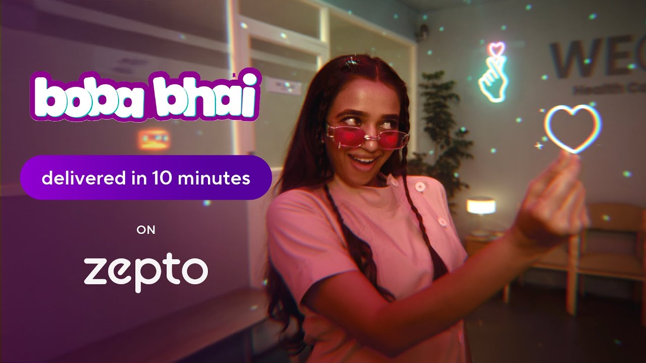 Zepto's 'Boba Bhai delivered in 10, only on Zepto' campaign.