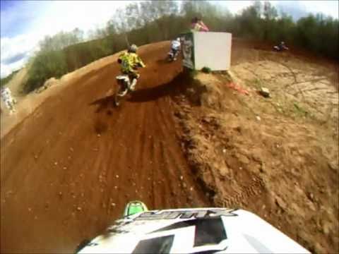 Motocross Racing at Finningley with big crash 03/04/2011 GoPro Helmet Camera