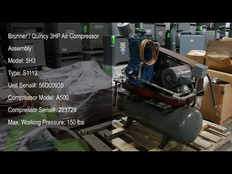 Green Industrial Quick Takes - 3 HP QUINCY BRUNNER 325 AIR COMPRESSOR
