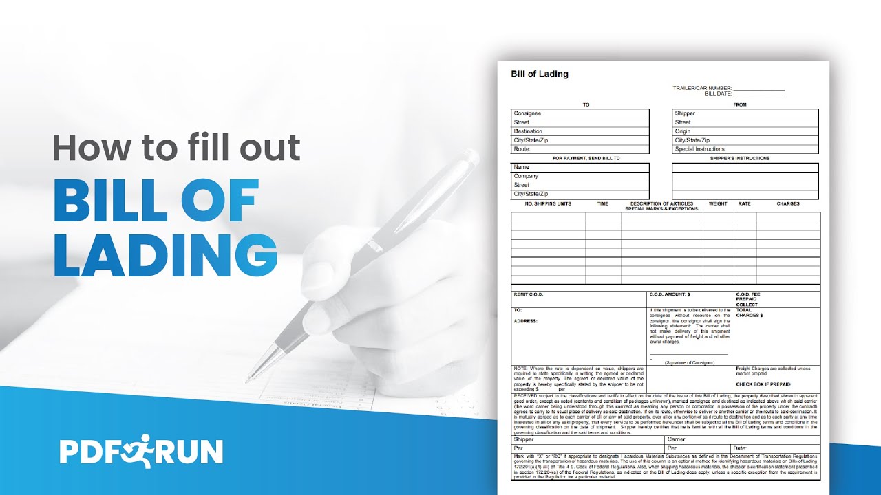 How to Fill Out Bill of Lading | PDFRun