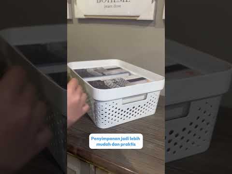 Gambar Stora Keranjang Penyimpanan Dots Dengan Tutup 12 Liter - Putih