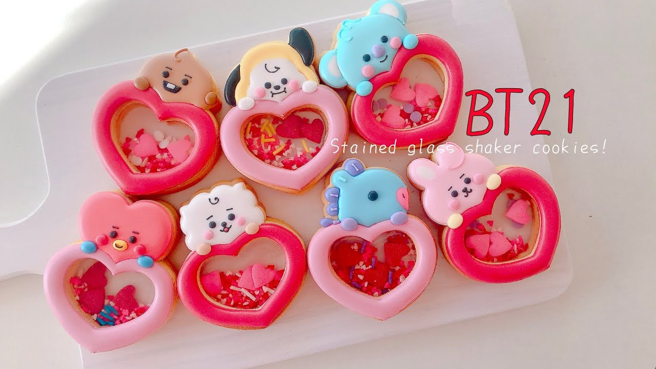 BT21 Stained glass shaker cookies💜 / BT21のシャカシャカクッキー作り💜