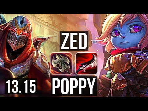 ZED vs POPPY (TOP) | 4/0/11, 70% winrate | KR Diamond | 13.15