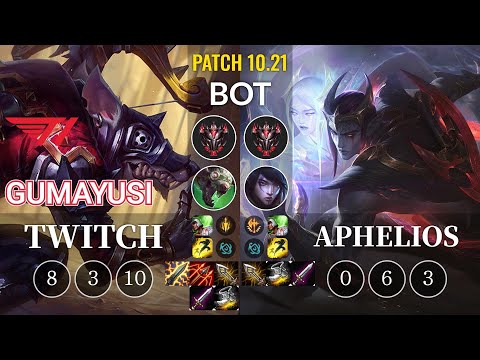 T1 Gumayusi Twitch vs Aphelios Bot - KR Patch 10.21