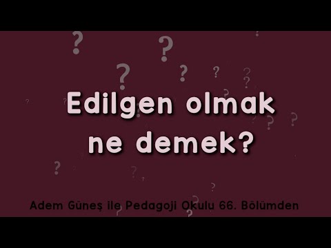 Edilgen olmak ne demek? ▫️ Pedagoji Okulu 66 'dan Kesit ▫️ Adem Güneş