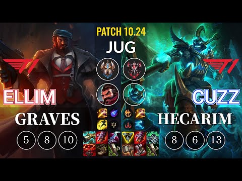 T1 Ellim Graves vs T1 Cuzz Hecarim Jungle - KR Patch 10.24