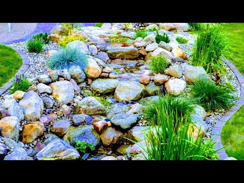 HOW TO BUILD NATURAL GARDEN STREAM WITH WATERFALL+LIGHT+CROSS PATH+BOULDERS+LINER+POND-PUMP+FEATURES