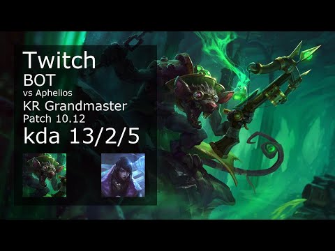 Twitch ADC vs Aphelios - KR Grandmaster 13/2/5 Patch 10.12 Gameplay // [롤] 트위치 vs 아펠리오스