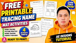 FREE Printable Name Tracing Worksheets!  4 Fun Activities for Kids | AE Designs Tutorial