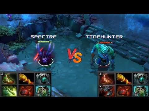 Dota 2 | Spectre vs Tidehunter lvl 30 | Normal Attacks Only | Full Items