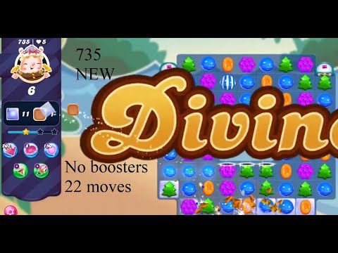 Candy Crush Saga Level #735 22 moves new 2 stars no boosters nightmarishly hard level