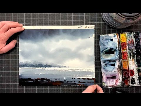 Akvarel - Hav og skyer af Uffe Boesen