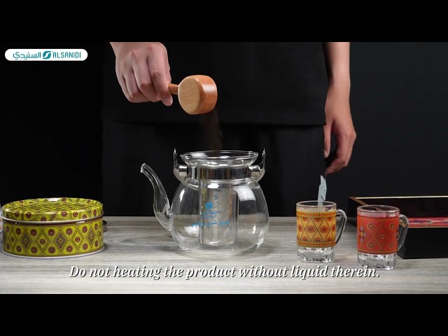 ابريق شاي زجاج 1 لتر- مقاوم للحرارة، سهل التنظيف، تصفية فعالة للشاي،ضمان سنتان