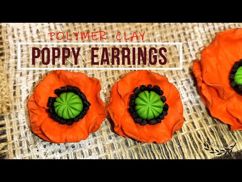~JustHandmade~ How to make easy polymer clay (fimo) poppy earrings - tutorial